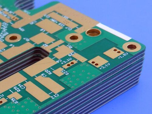 PCB híbrido de 4 capas en RT duroid 5880 y material FR4 ENIG Finish